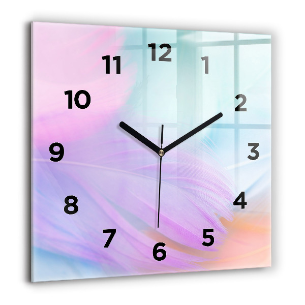 Reloj de pared cuadrado Plumas de colores