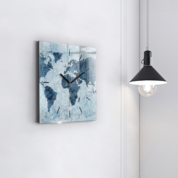 Reloj de pared cuadrado Mapamundi pintado
