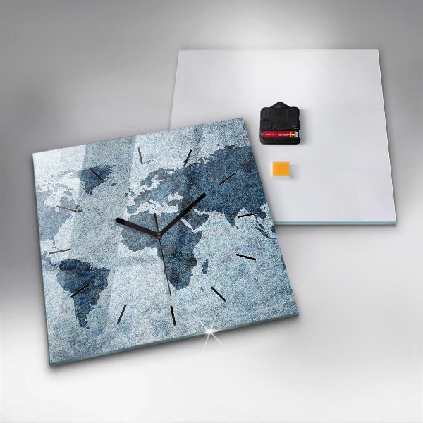 Reloj de pared cuadrado Mapamundi pintado