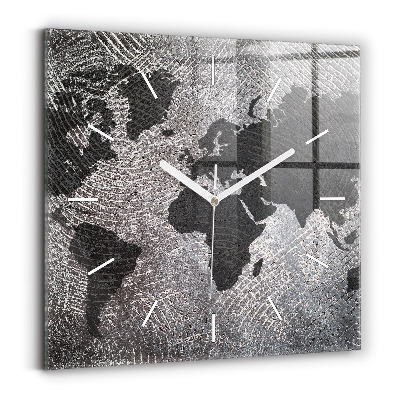 Reloj cuadrado Mapamundi de hormigón