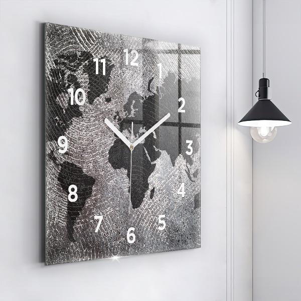 Reloj cuadrado Mapamundi de hormigón