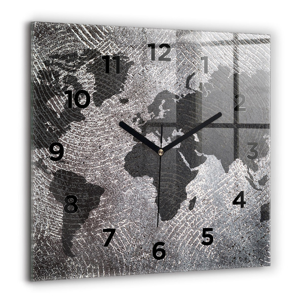 Reloj cuadrado Mapamundi de hormigón