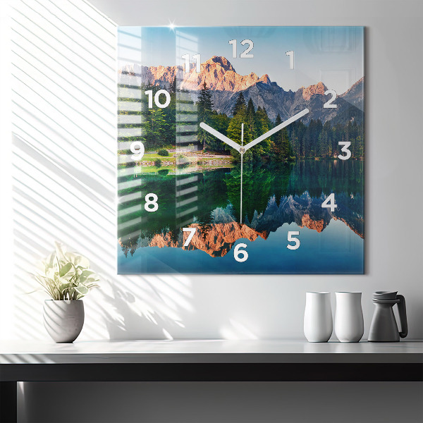 Reloj de pared cuadrado Paisaje lacustre