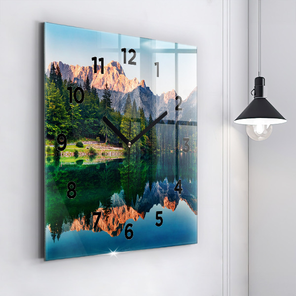 Reloj de pared cuadrado Paisaje lacustre