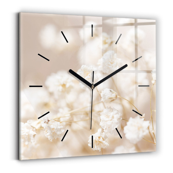 Reloj de pared cuadrado Pequeñas flores blancas