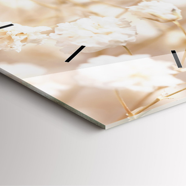 Reloj de pared cuadrado Pequeñas flores blancas