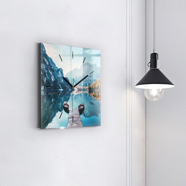 Reloj cuadrado Barcos en un lago