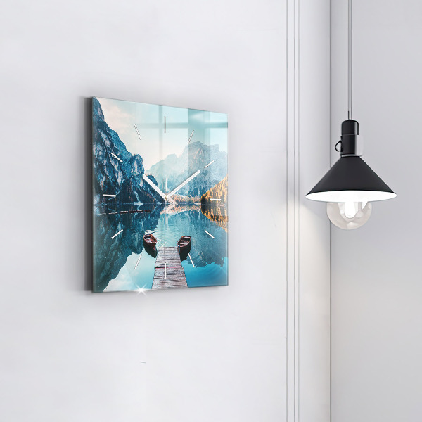 Reloj cuadrado Barcos en un lago