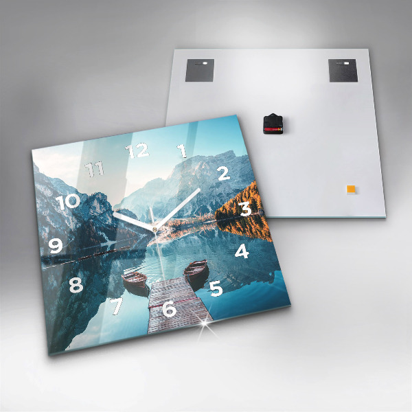 Reloj cuadrado Barcos en un lago