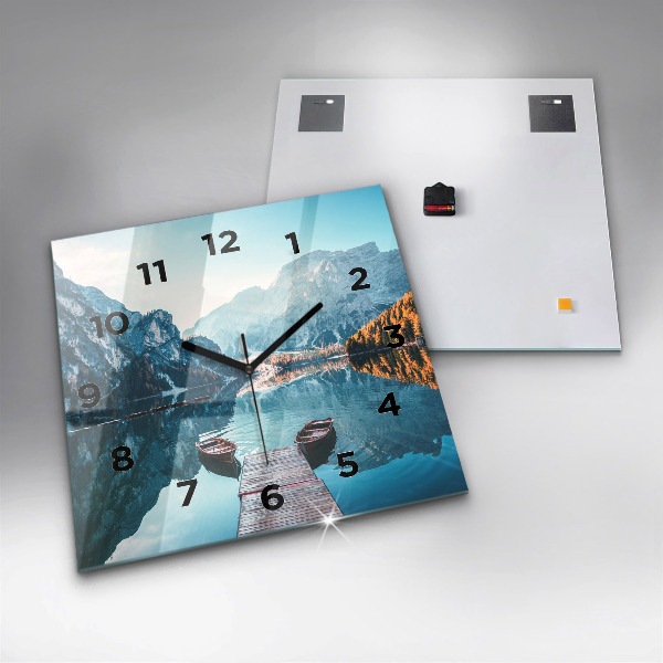 Reloj cuadrado Barcos en un lago