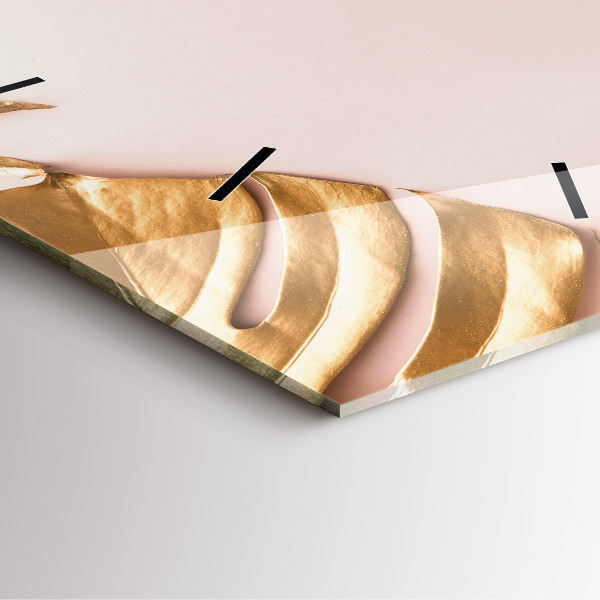 Reloj cuadrado Hojas tropicales doradas