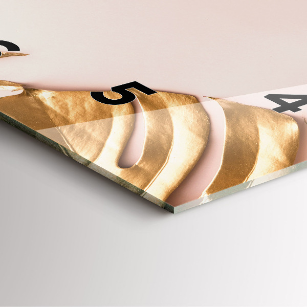 Reloj cuadrado Hojas tropicales doradas