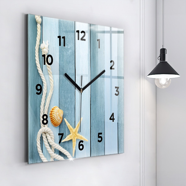 Reloj cuadrado Tablas rayas y concha