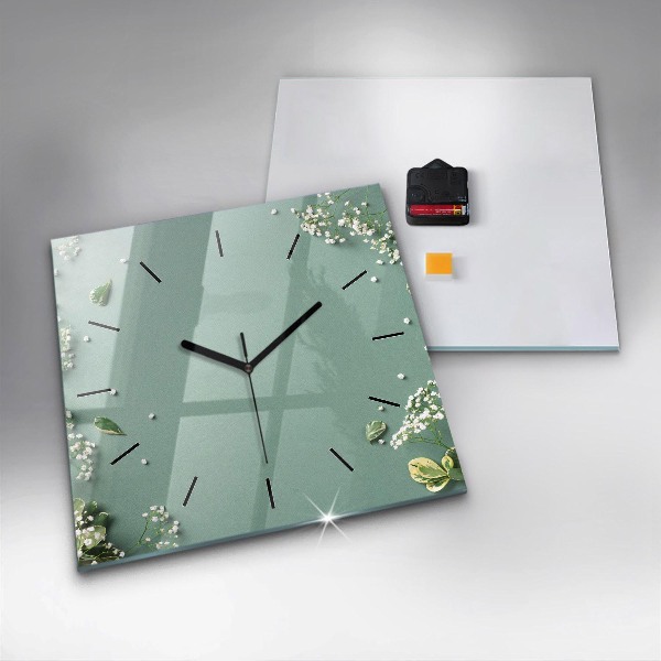 Reloj de pared cuadrado Flores delicadas