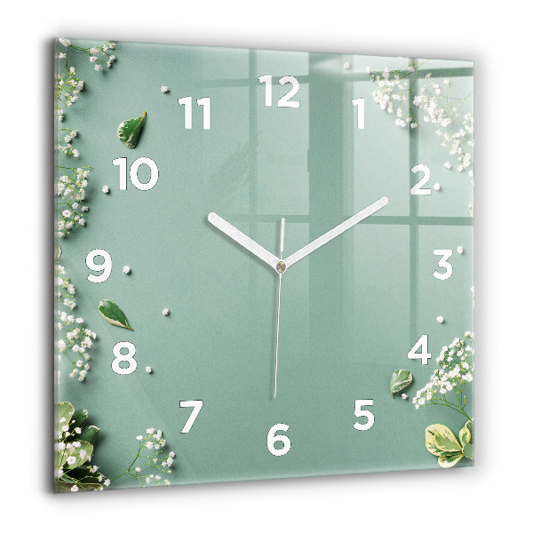 Reloj de pared cuadrado Flores delicadas