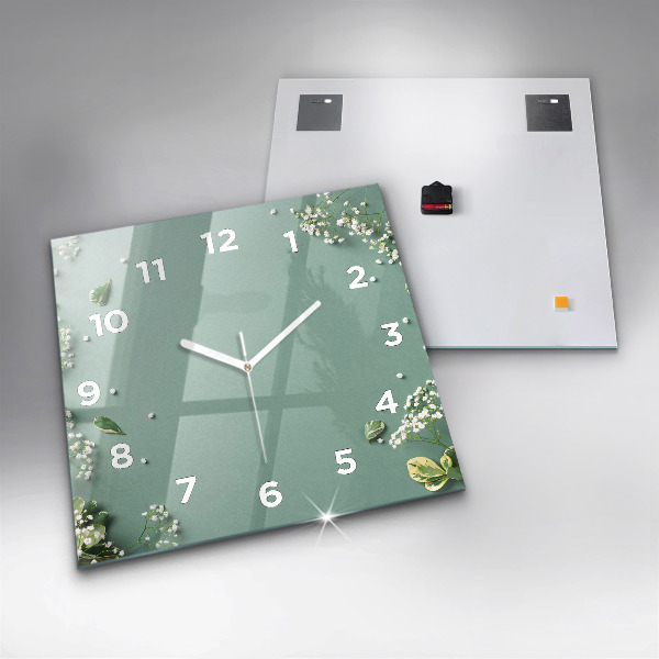 Reloj de pared cuadrado Flores delicadas