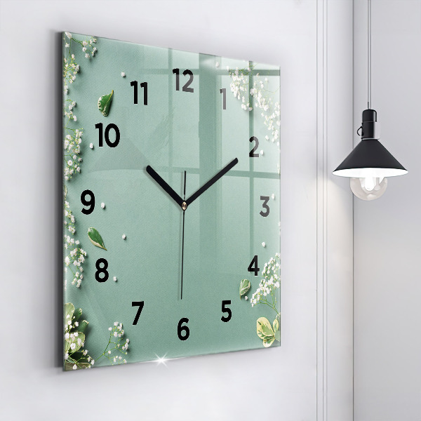 Reloj de pared cuadrado Flores delicadas