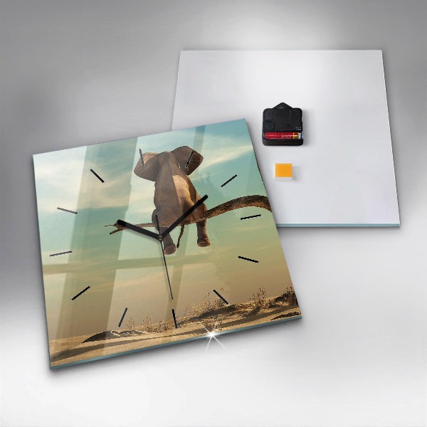 Reloj de pared cuadrado Elefante en un árbol