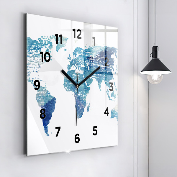 Reloj de pared cuadrado Mapamundi