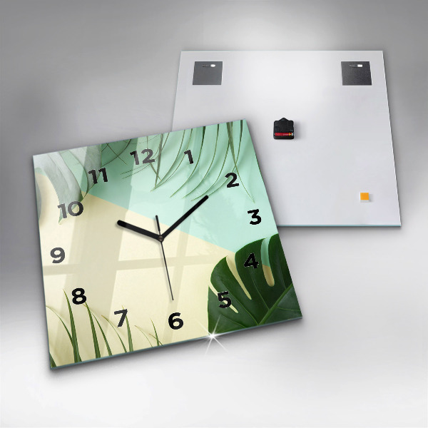 Reloj de pared cuadrado Hojas de Monstera