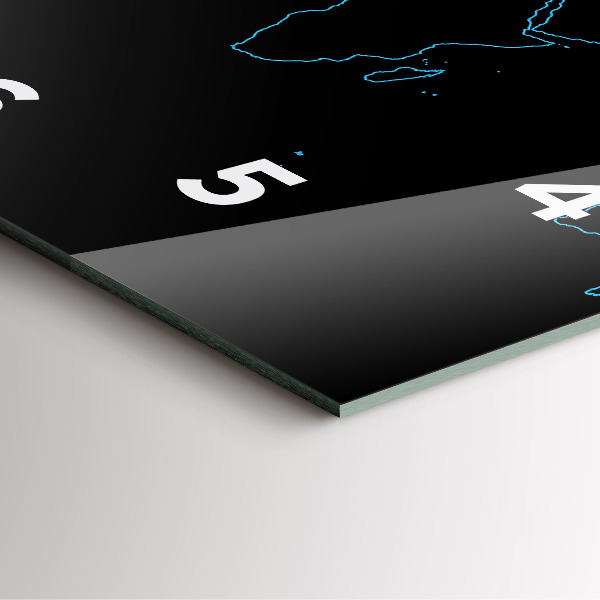 Reloj de pared cuadrado Contornos de un mapamundi