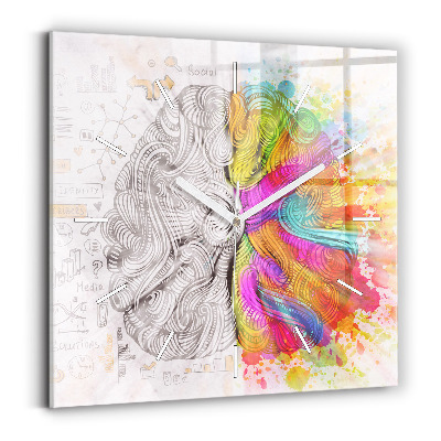 Reloj de pared cuadrado Cerebro abstracto