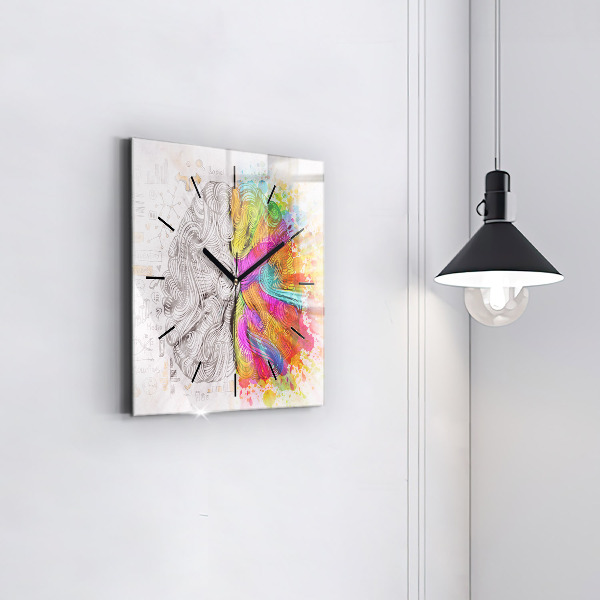 Reloj de pared cuadrado Cerebro abstracto