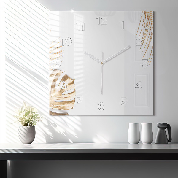Reloj de pared cuadrado Hojas tropicales