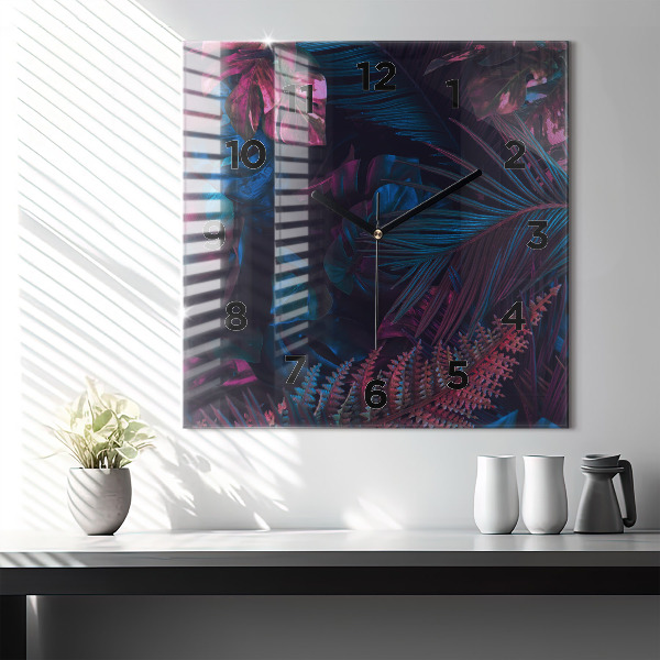 Reloj de pared cuadrado Flores exóticas