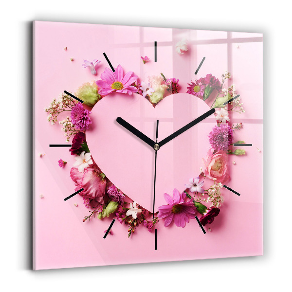 Reloj cuadrado Corazón de flores