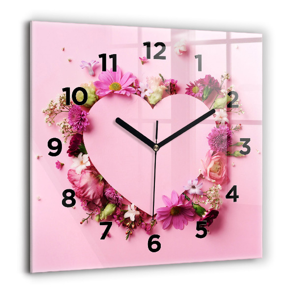 Reloj cuadrado Corazón de flores