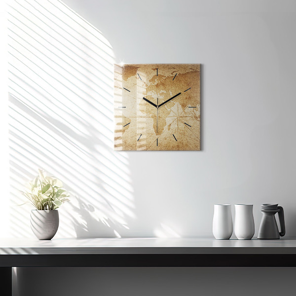 Reloj cuadrado Mapamundi vintage