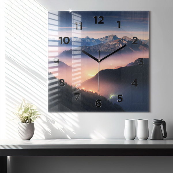 Reloj de pared cuadrado Paisaje de cumbres