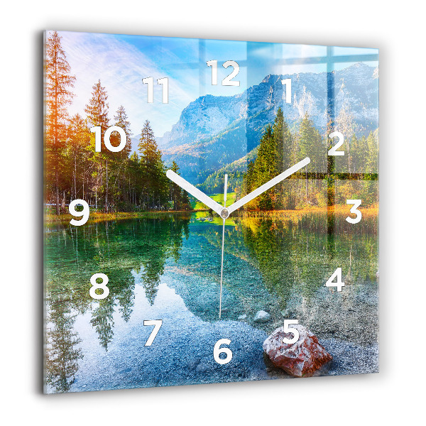 Reloj de pared cuadrado Río montañas Paisaje