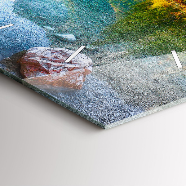 Reloj de pared cuadrado Río montañas Paisaje