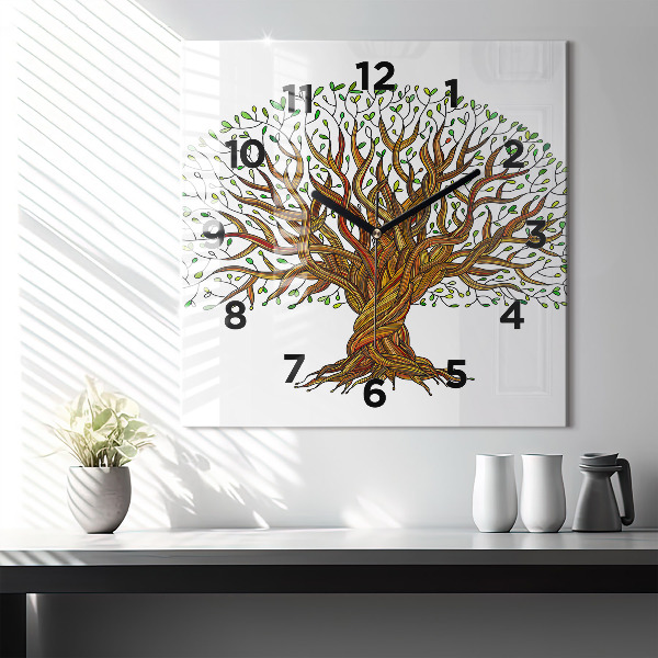 Reloj de pared cuadrado Raíces de árbol
