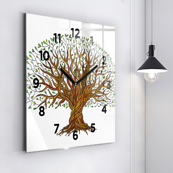 Reloj de pared cuadrado Raíces de árbol