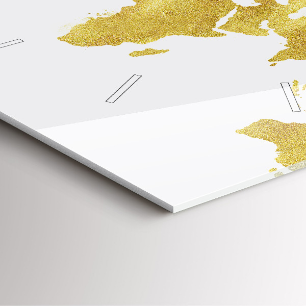 Reloj de pared cuadrado Mapamundi dorado