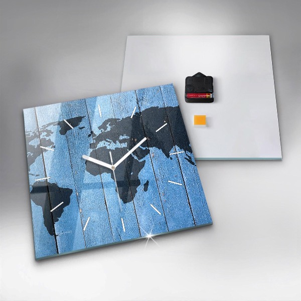 Reloj cuadrado Tablero mapamundi