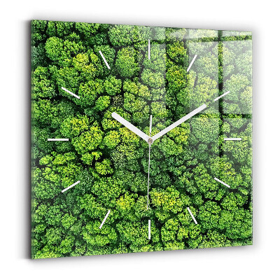 Reloj de pared cuadrado Bosque a vista de pájaro