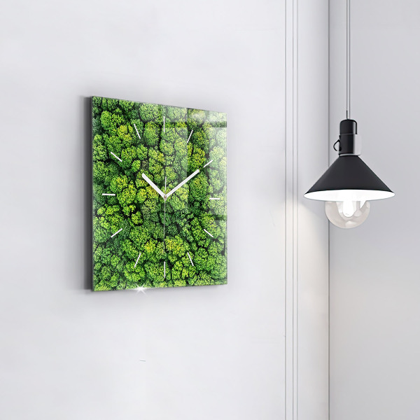 Reloj de pared cuadrado Bosque a vista de pájaro