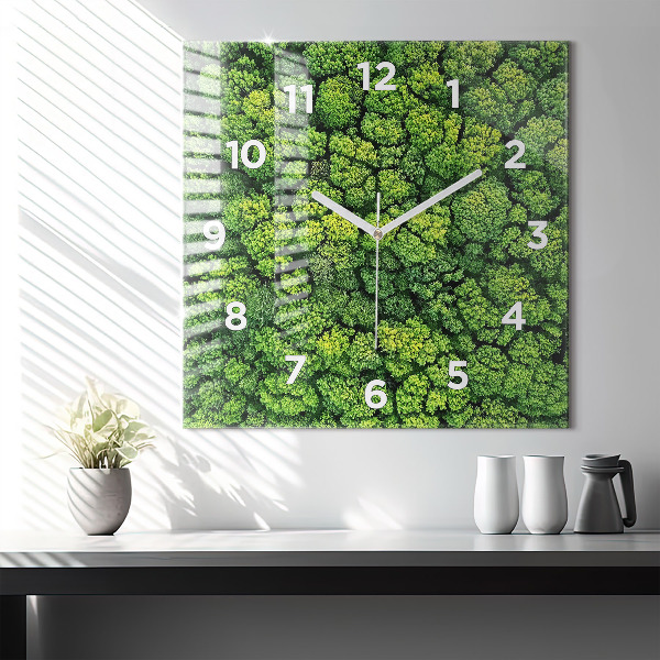 Reloj de pared cuadrado Bosque a vista de pájaro