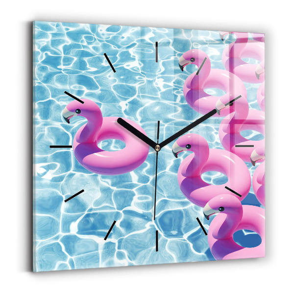 Reloj de pared cuadrado Flamencos hinchables