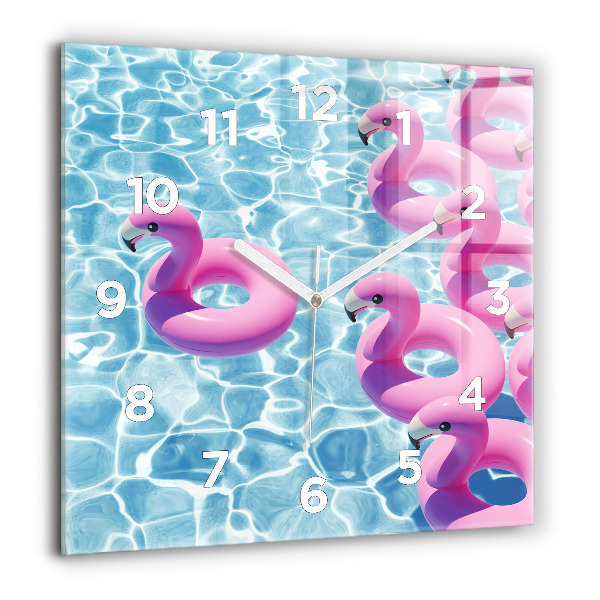 Reloj de pared cuadrado Flamencos hinchables
