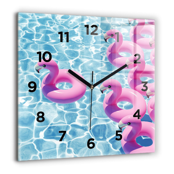 Reloj de pared cuadrado Flamencos hinchables