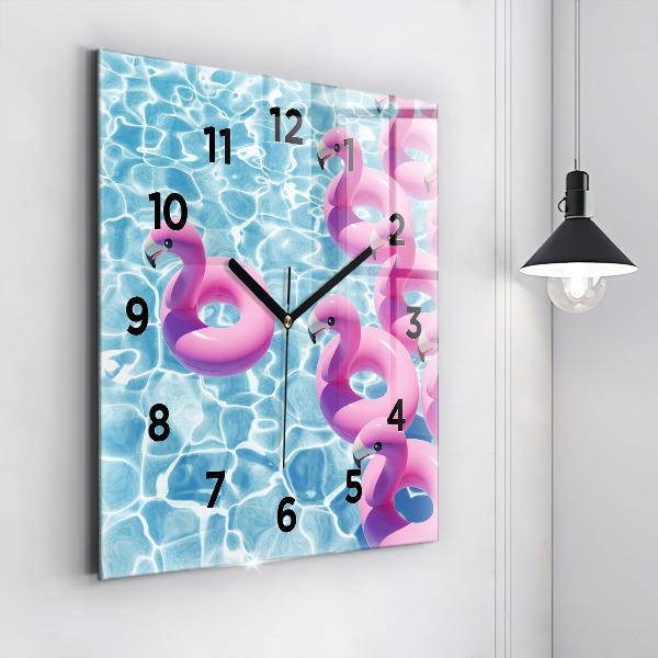 Reloj de pared cuadrado Flamencos hinchables