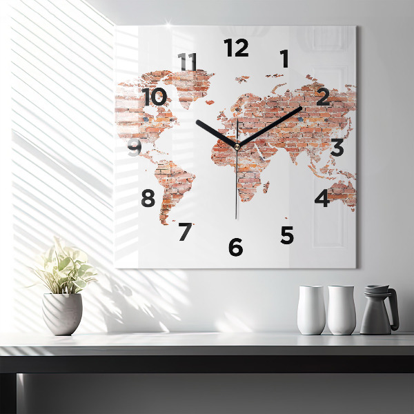 Reloj de pared cuadrado Viejo mapa de ladrillos