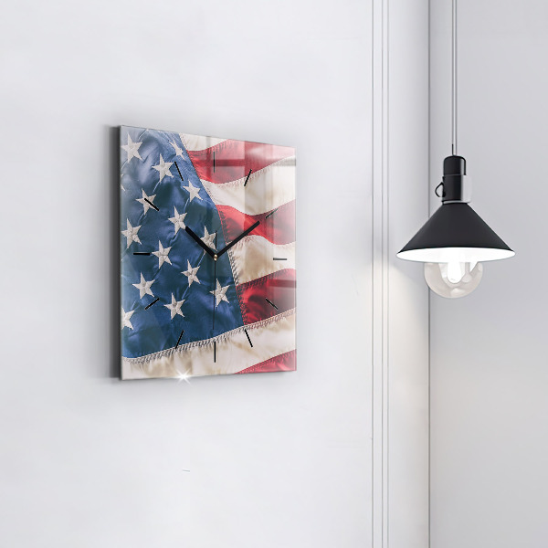 Reloj de pared cuadrado Bandera americana