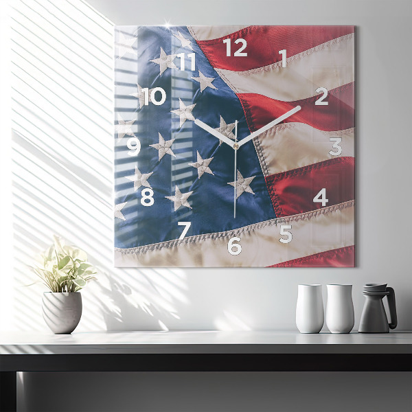 Reloj de pared cuadrado Bandera americana