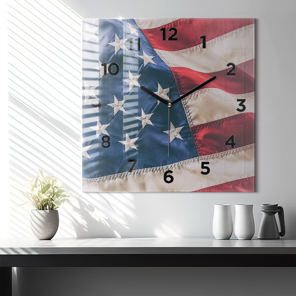 Reloj de pared cuadrado Bandera americana
